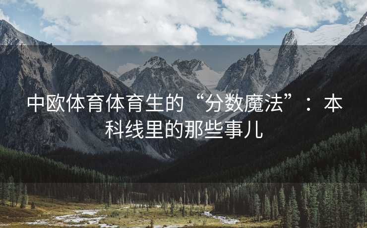 中欧体育体育生的“分数魔法”：本科线里的那些事儿