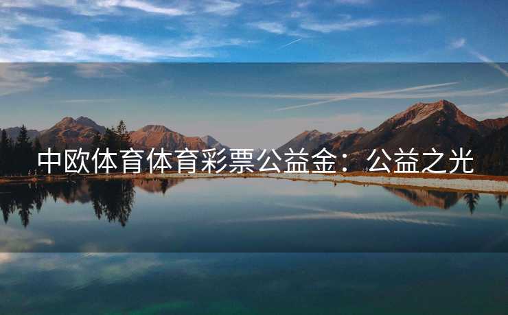 中欧体育体育彩票公益金:公益之光 中欧体育体育彩票公益金:公益之光