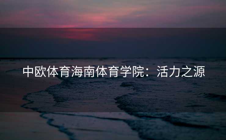 中欧体育海南体育学院：活力之源