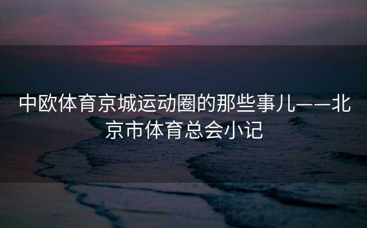 中欧体育京城运动圈的那些事儿——北京市体育总会小记