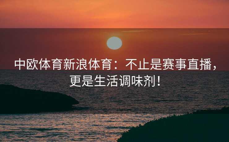 中欧体育新浪体育：不止是赛事直播，更是生活调味剂！