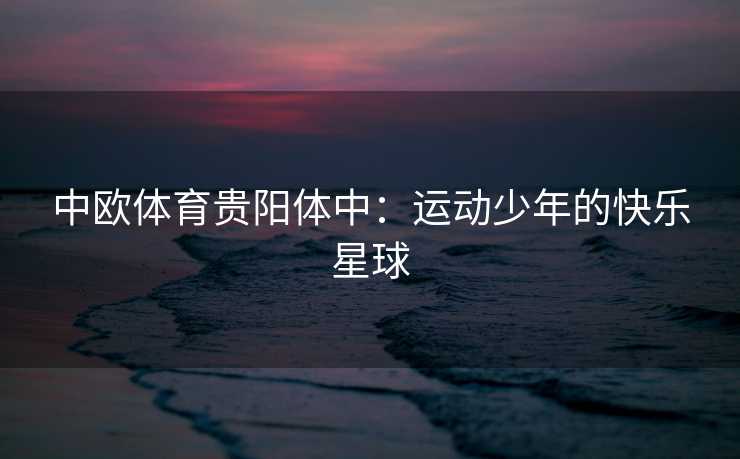 中欧体育贵阳体中：运动少年的快乐星球