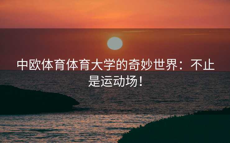 中欧体育体育大学的奇妙世界：不止是运动场！