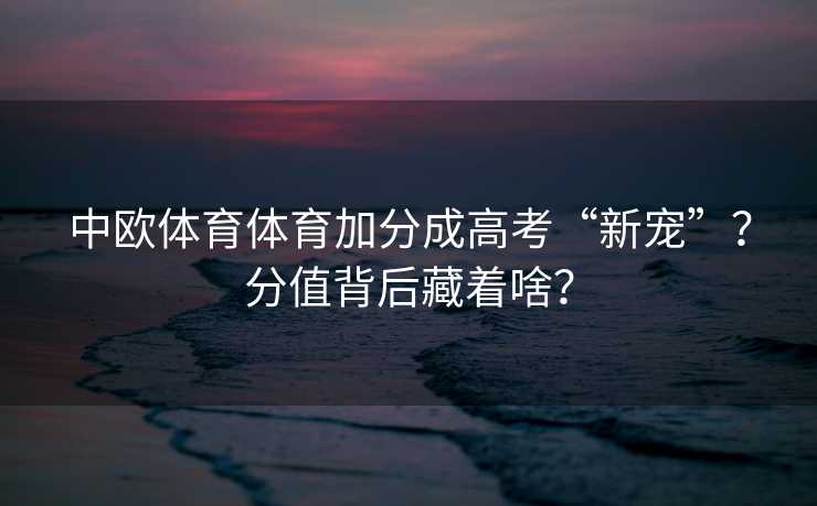 中欧体育体育加分成高考“新宠”？分值背后藏着啥？