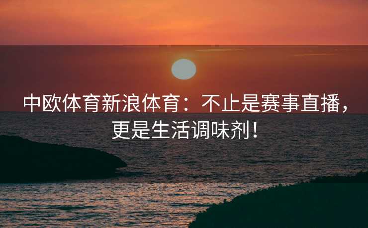中欧体育新浪体育：不止是赛事直播，更是生活调味剂！