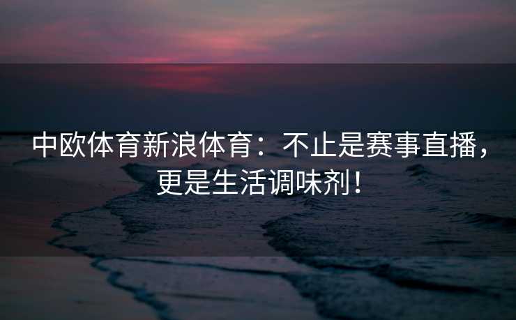 中欧体育新浪体育：不止是赛事直播，更是生活调味剂！