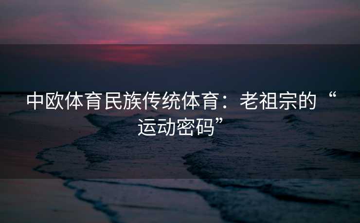 中欧体育民族传统体育：老祖宗的“运动密码”