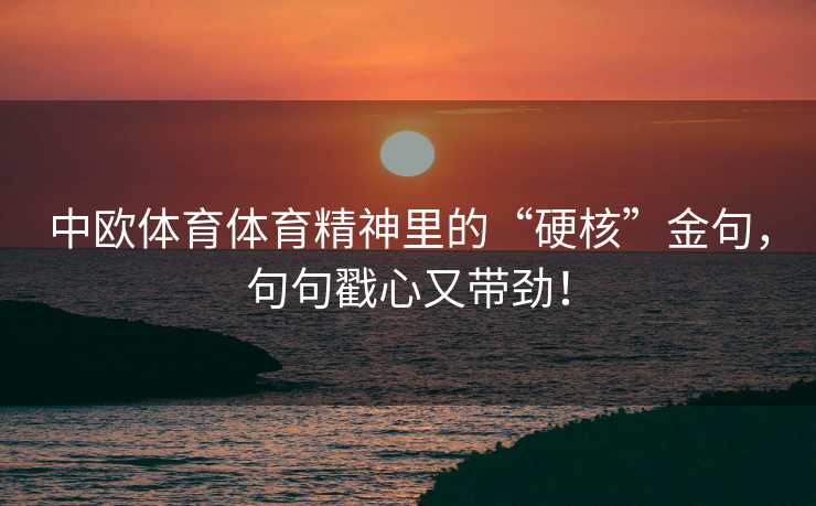中欧体育体育精神里的“硬核”金句,句句戳心又带劲! 中欧体育体育精神里的“硬核”金句,句句戳心又带劲!