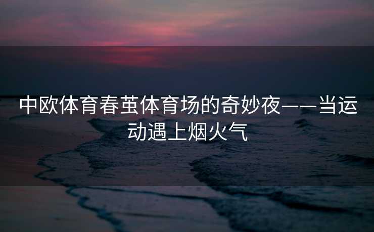 中欧体育春茧体育场的奇妙夜——当运动遇上烟火气